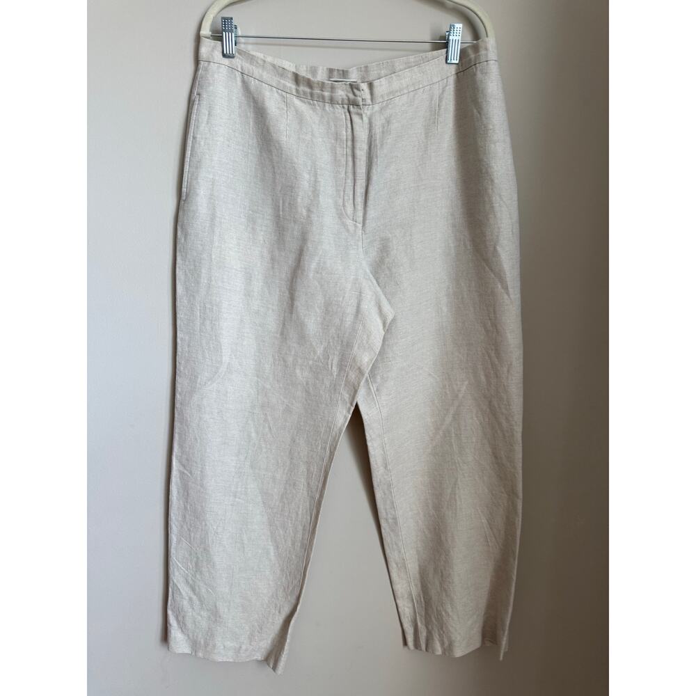 Covington Classic Flax Khaki Linen Blend Cropped Pants Womens Sz 14‎ Vintage 90s